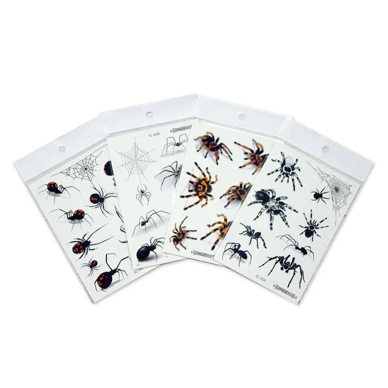 Tattoo Sticker tattoo sticker temporary tattoos makeup stickers 12 Kinds Big 3D Spider Tattoo Waterproof Halloween Temporary Body Art Sticker Disposable Make Up Scary tatouage temporaire