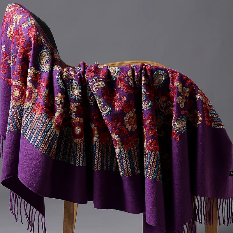 see chart 14 Бренд embroidy2019 шарф для женщин зимние новые кашемировые шарфы Дамская Шаль Обертывание женский платок одеяло с кисточками бандана Пашмина - Цвет: see chart 14