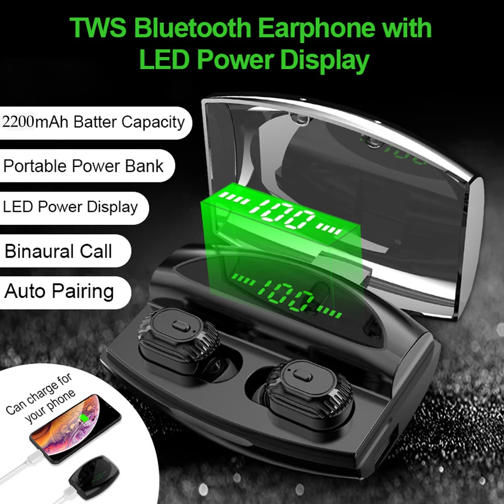 XG-20 TWS беспроводные Bluetooth наушники 5,0 8D стерео светодиодный цифровой дисплей зарядка кабина мини невидимая Спортивная гарнитура