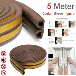 5M/10M Draught Draft Excluder Self Adhesive Rubber D Shape Foam Seal StripDoor Window Seal Strip Roll Tape Window Draft Stopper