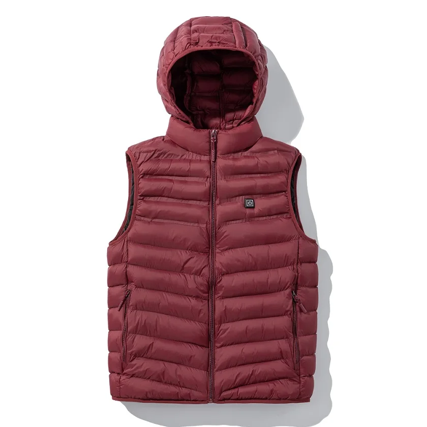 Sleeveless Heated Down Jacket with Detachable Hood - M/f -