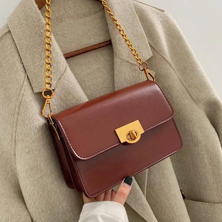 

High Grade Sense Western Style Bag Women's 2019 New Style Korean-style-Style Lock Chain Square Sling Bag Versatile Crossbody Bag