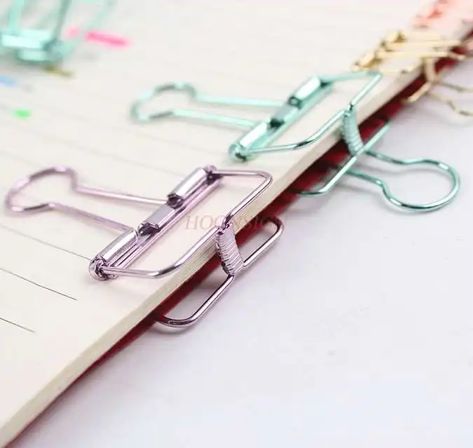 

10pcs Note Clip Simple Metal Hollow Clip Color Long Tail Photo Clip Ticket Holder Grid Photo Wall Decoration