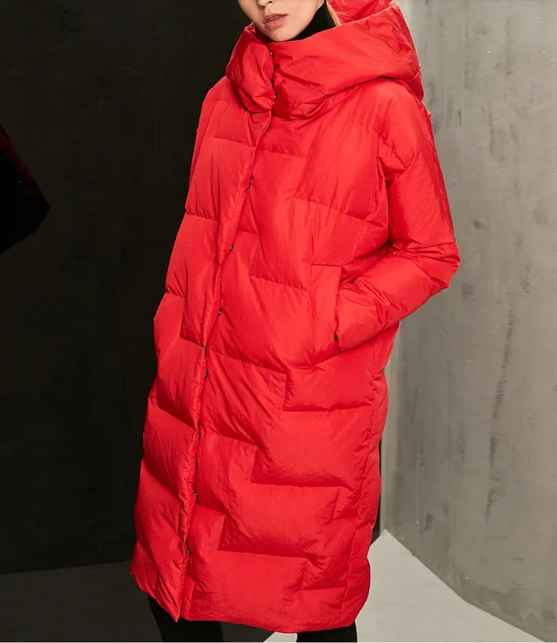 Женское плотное пуховое пальто Cocoon, женский зимний пуховик с капюшоном, зимнее женское пуховое пальто любого размера