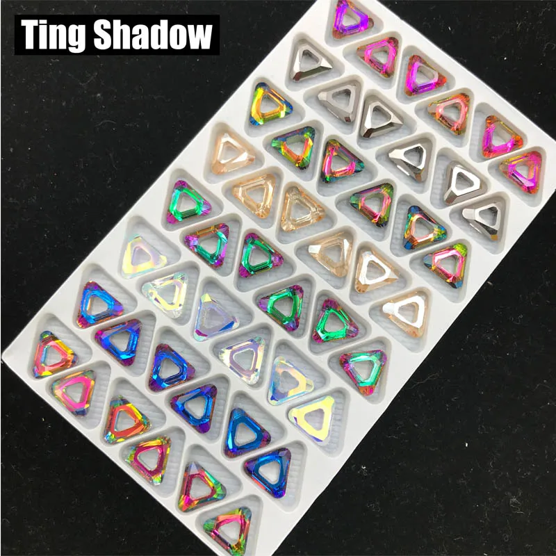 10 мм 48 шт Угловое кольцо 3D ногтей кристалл клей для страз на треугольнике драгоценные камни для ногтей кристалл алмаз украшения ногтей аксессуары - Цвет: randomly mix