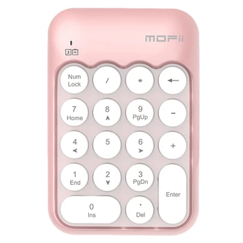 

MOFII 2.4G Wireless Number Keyboard,Portable 18-Round Key Financial Numeric Keypad Keyboard for Laptop,Notebook Pink