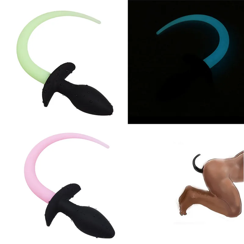 Luminous Silicone Puppy Tail Butt Plug Erotic Gay Sex Anal Accessories Dog Prostate Massager Fetish Slave Toy | Красота и здоровье