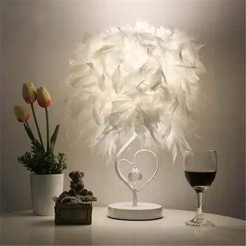 

Bedroom Showroom Living Room Bedside Children's Room LED Feather Heart Wing Crystal Heart-shaped Table Lamp Gift Lamp Artificial