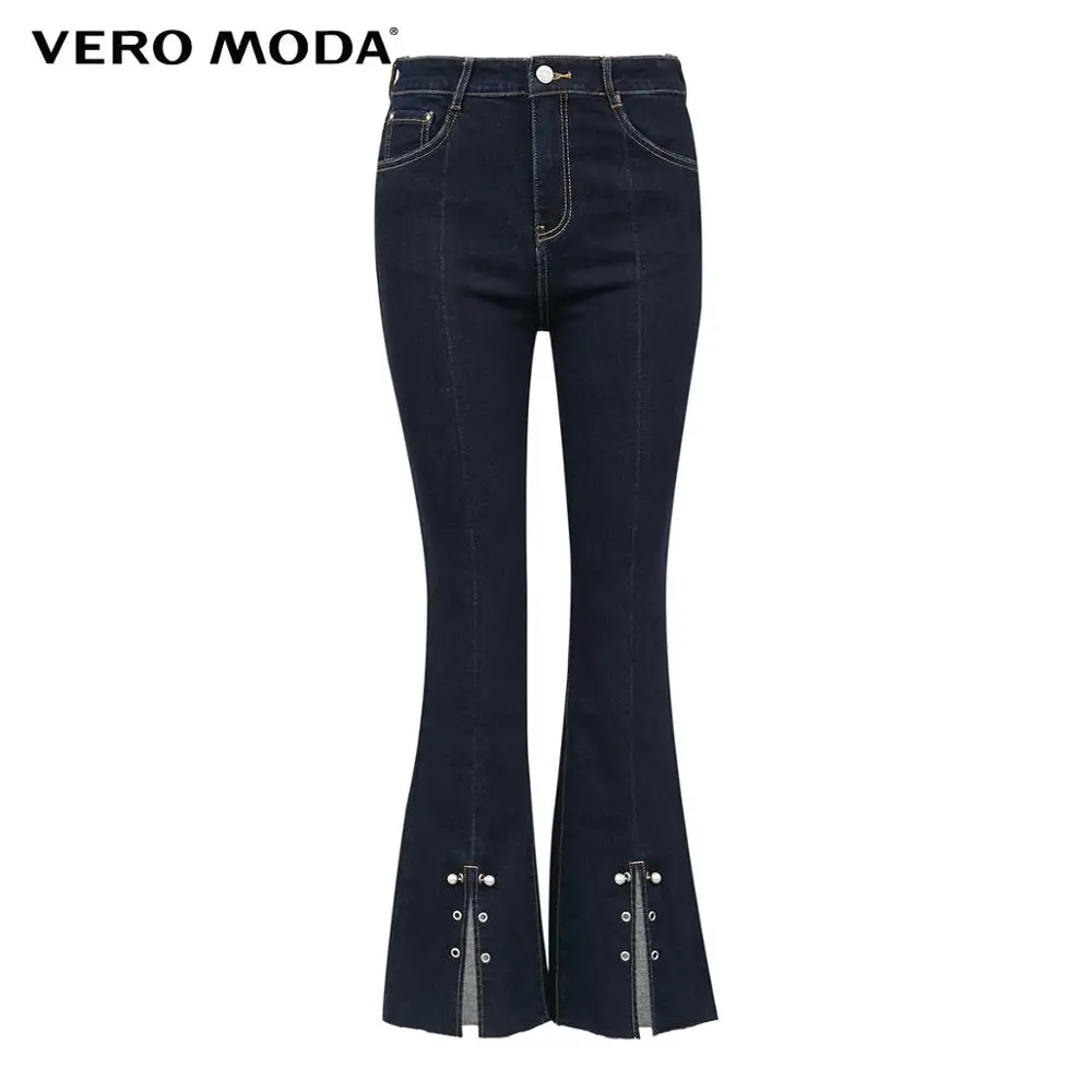 Vero Moda женские расклешенные джинсы с высокой посадкой и эффектом потертости | 319349547