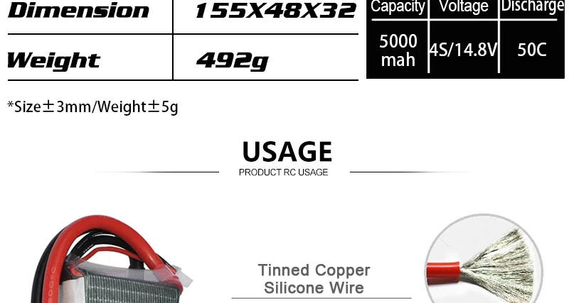 HRB Lipo Battery, 492g mah #Size +3mm/Weight+Sg USAGE