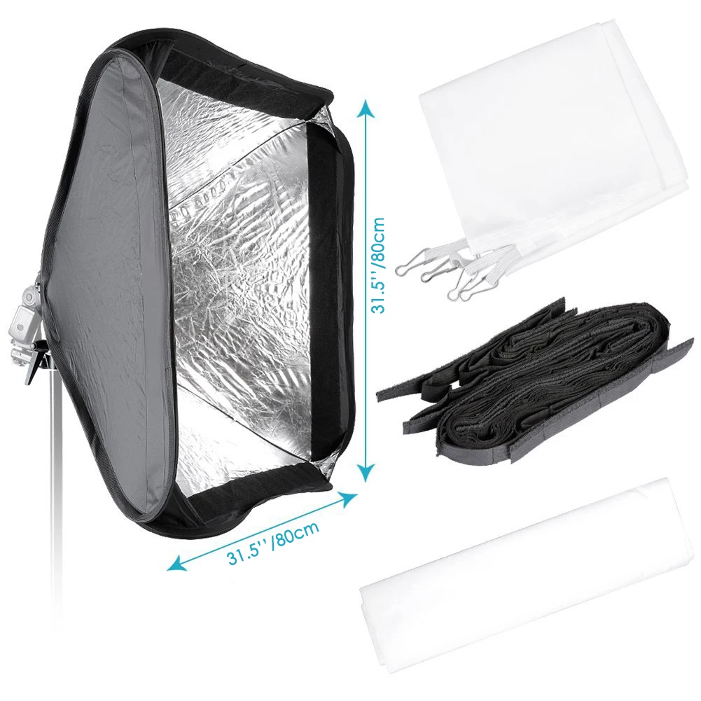 

Neewer 32x32 inches Bowens Mount Softbox with Grid and S-type Flash Bracket