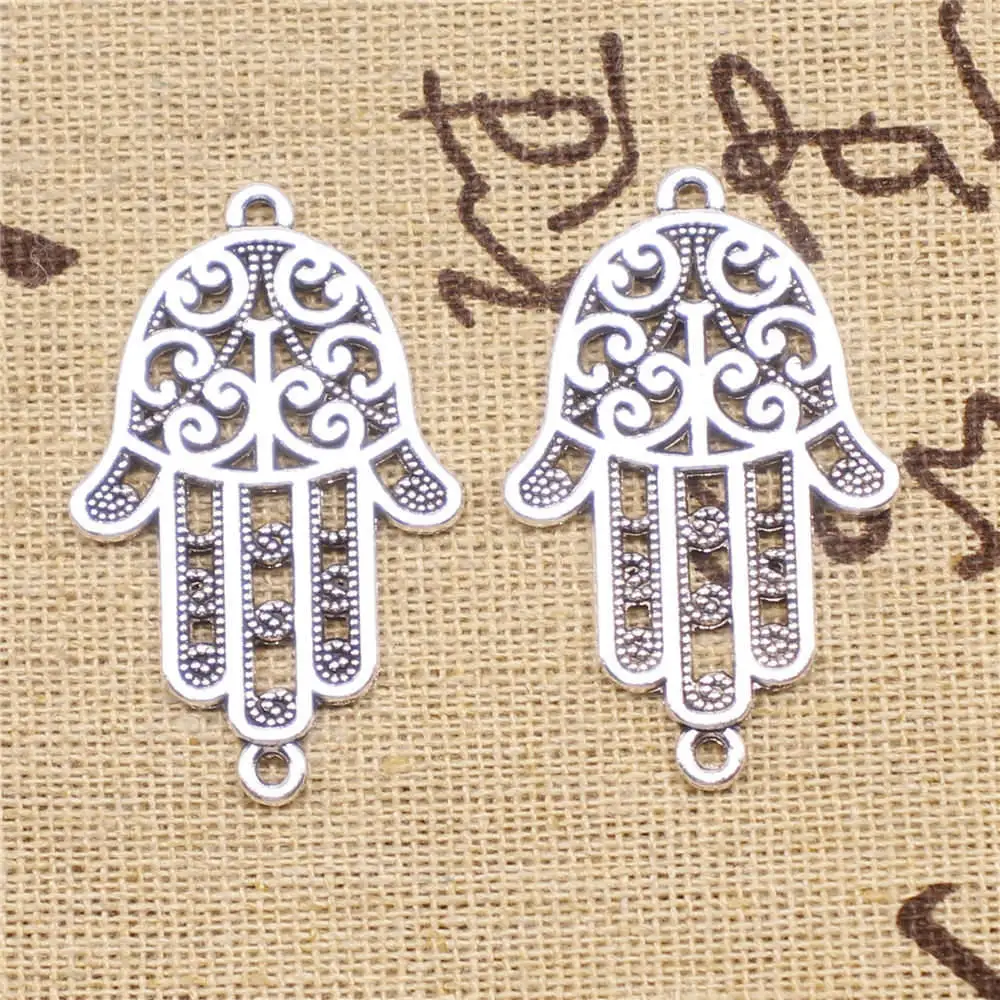 

PENDANT NECKLAC 38x24mm Lufthansa Palm Connector Antique Silver Color 3pcs