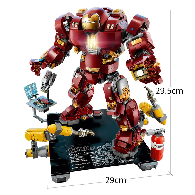 7134 no color box Железный человек черный халкбастер MK41 совместимый 76105 Супер герои Marvel модель Мстителей строительные блоки игрушки для детей - Цвет: 7134 no color box