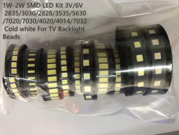 

260PCS 1-2WSMD LED Kit 3V/6V 2835/3030/2828/3535/5630/7020/7030/4020/6030/4014/3020/3232/020/ Cold white For TV Backlight Beads