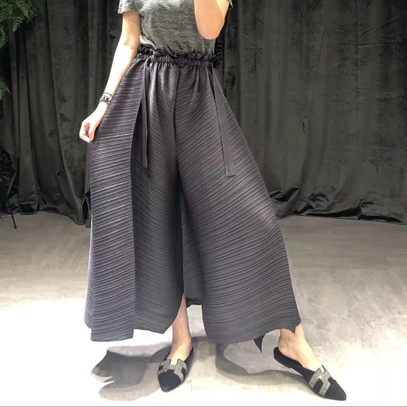 LANMREM pleated straight pants for famale 2020 spring summer new large size elastic waist pleated wide leg pants women YJ444 LANMREM pleated straight pants for famale 2020 spring summer new large size elastic waist pleated wide leg pants women YJ444