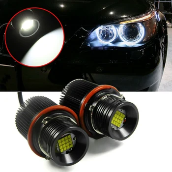 

Headlight Bulbs,2Pcs 80W 16LED White Angel Eyes LED Marker Ring Light Bulb For E39 E53 X5 E60 E61 E63 E64 E65 E66 E83 X3 E87