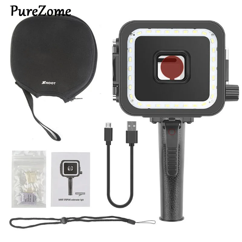 

35M Underwater LED Video Light for GoPro Hero 7 6 5 Black Camera Red Filter Waterproof Diving Flash Lighting Fill in Lamp Access
