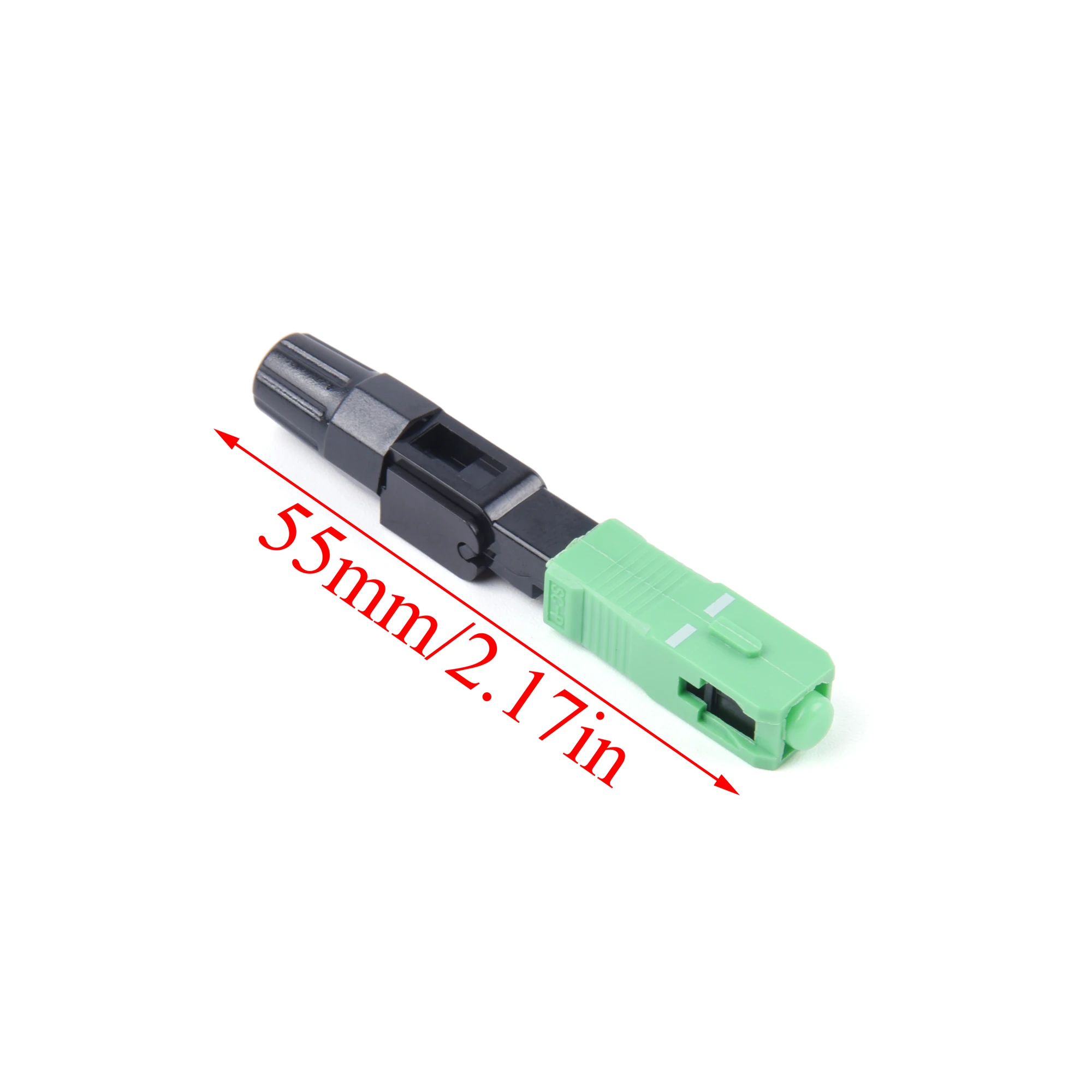 Conector rápido de fibra óptica integrado, adaptador de fibra óptica de un solo modo, montaje de campo rápido de 55mm/2,17 pulgadas, enchufe APC SC, 10-400 piezas