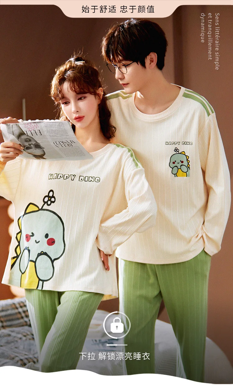 Long Sleeve Winter Pajamas Set for Couple Pink Sweet Girl Kawaii Cartoon Little Bear Sleepwear Cotton Leisure Men Women Homewear mens silk pajama set