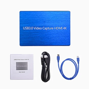 

4K USB 3.0 Video Game Capture Card for Live Stream Broadcast Box Game Capture Box real PnP compatible with USB 2.0
