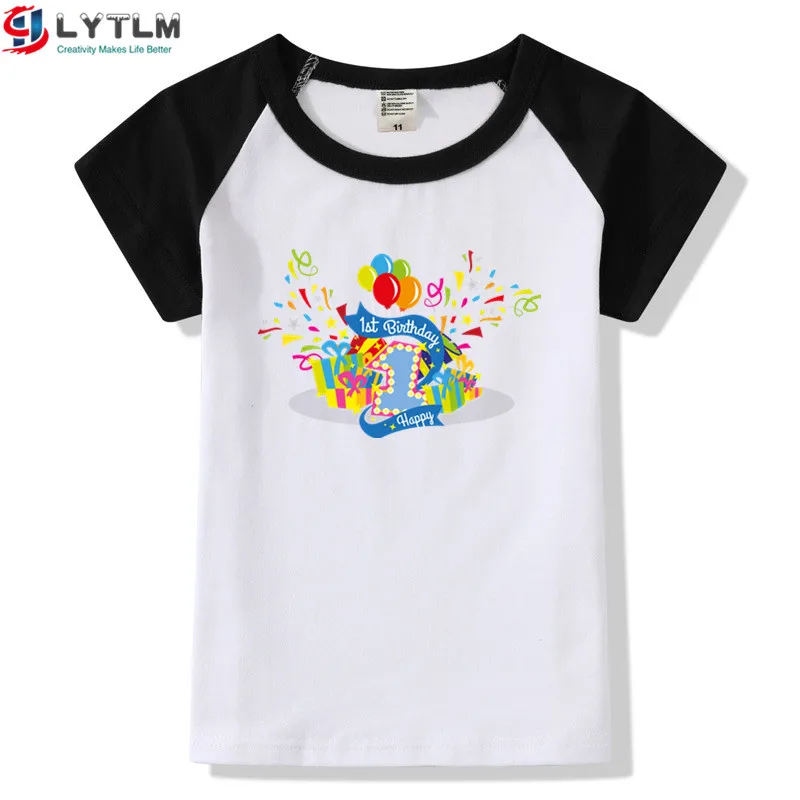 LYTLM/футболки для маленьких мальчиков 1 год, одежда для маленьких мальчиков на день рождения Футболка с днем рождения Enfant Garcon подарки на день рождения Koszulki Meskie - Цвет: DX Raglan Black