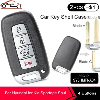 

KEYECU Replacement 3 1 4 Buttons Smart Remote Car Key Shell Case With Emergency Blade FOB for Hyundai for Kia FCC ID: SY5HMFNA04