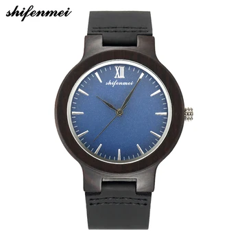 

Shifenmei Watches Men Luxury Brand Natural Wooden Clock Casual Leather Wood Quartz Wristwatch Fashion Gifts Dress Watch 5512