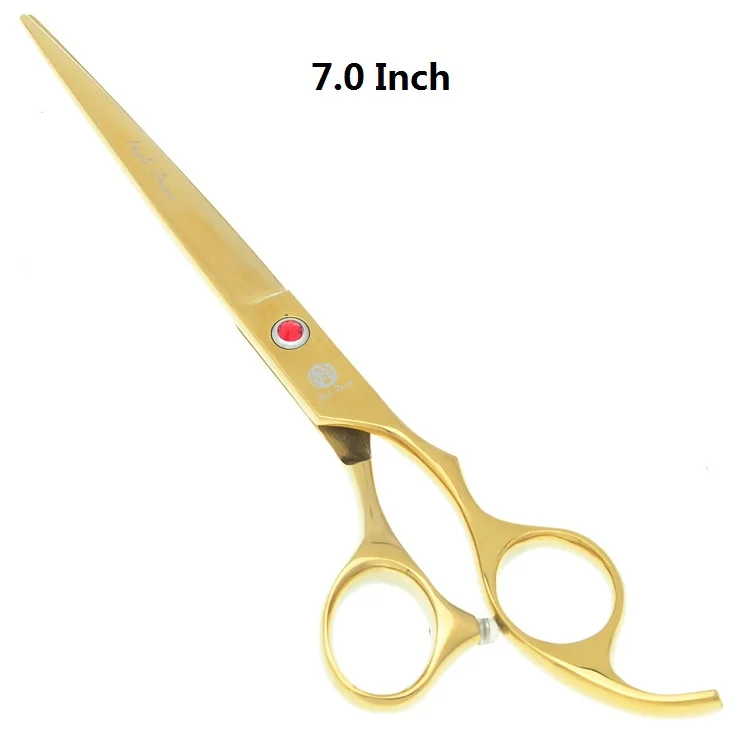 LZS0580 Gold 7.0" Professional Pet Grooming Scissors Cat Dog Hair Cutting Scissors Curved Shears Animal Thinning Tesoura Haircut Tool LZS0597 - Цвет: LZS0580 Gold