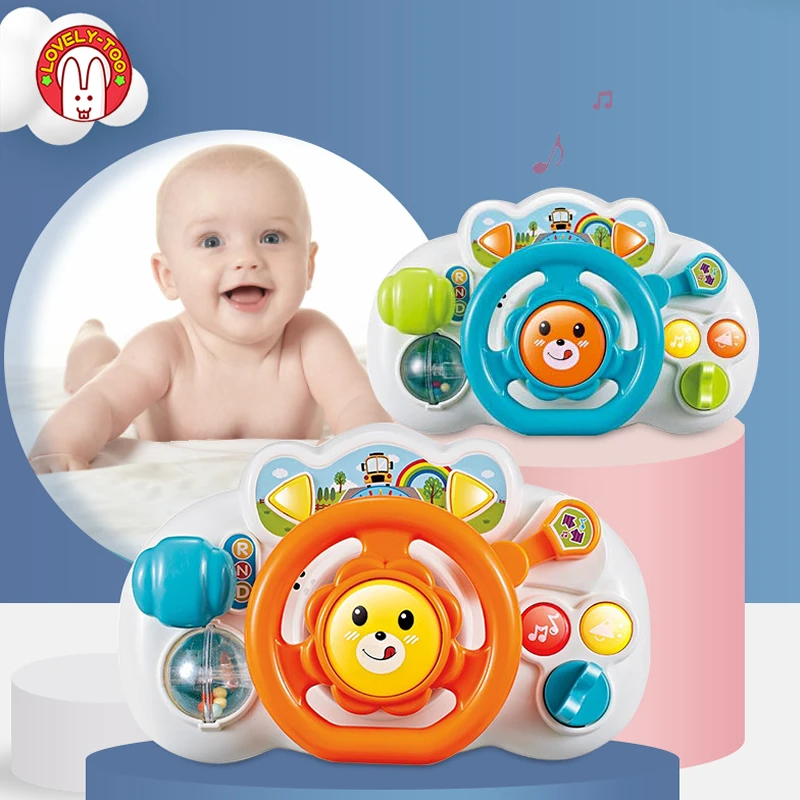 Eletric Simulation Steering Wheel Toy With Light Sound Baby Kids Musical Educational Copilot Stroller Steering Wheel Vocal Toys
