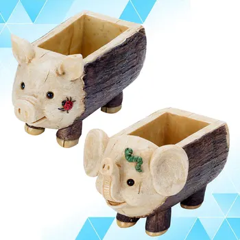 

2pcs Animal Succulent Planter Adorable Flowerpot Vintage Flower Basket for Office Balcony Garden Home