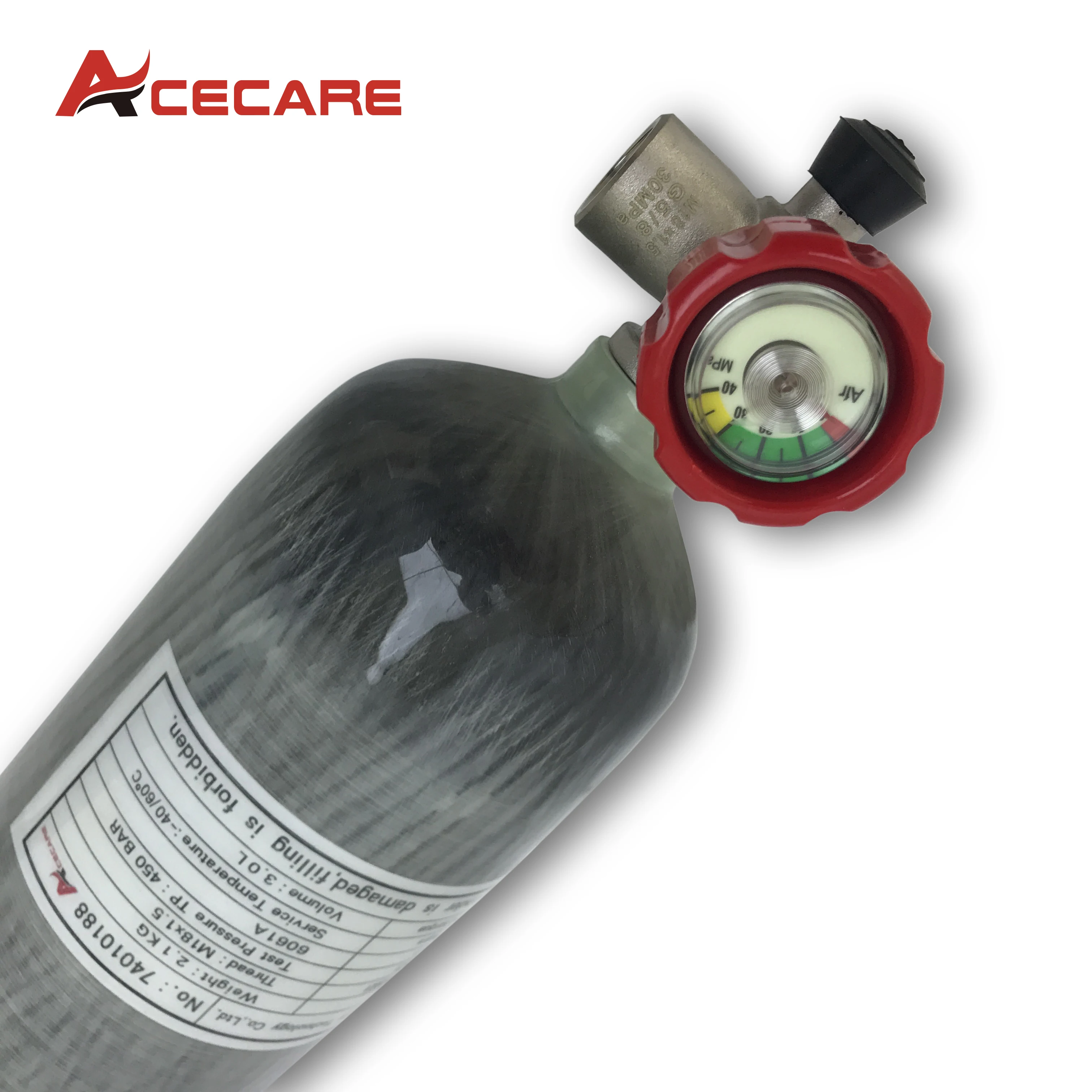Acecare 3L/6.8L Pcp Paintball Scuba Tank High Pressure Gas Cylinder Compressed 300bar CE ＆ Red Valve Scuba Breathing Apparatus