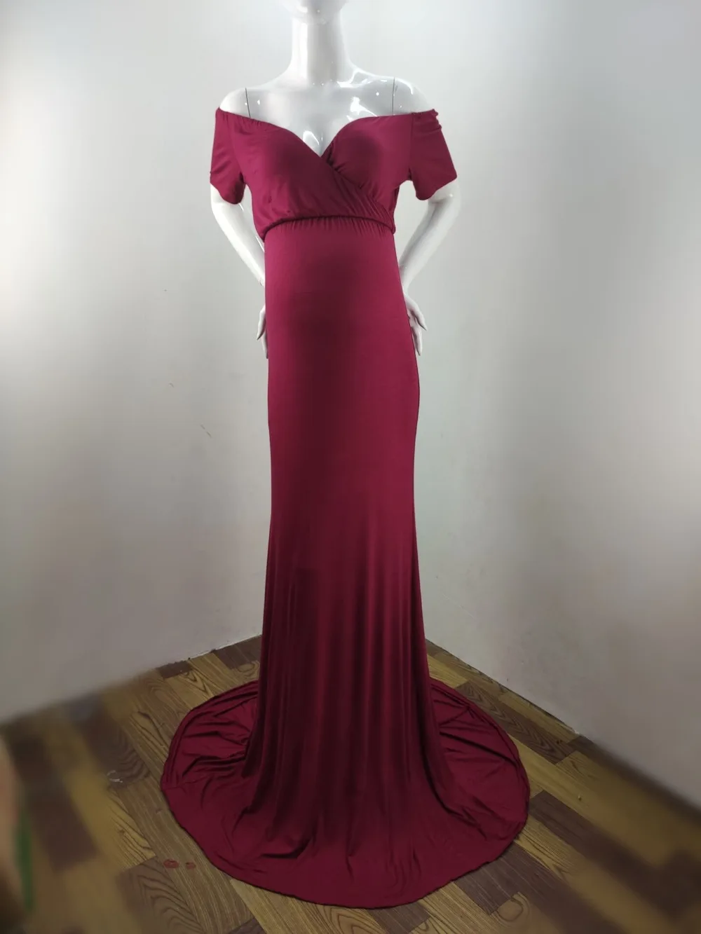 Elegence Shoulderless Maternity Shoot Dress Cute Pregnancy Photography Dress For Baby Shower Pregnant Women Maxi Gown Photo Prop (11)