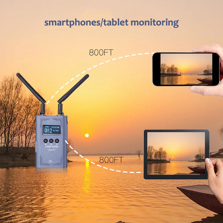 FORHOPE XM800 pro 800ft Wireless Transmission system with Audio Communication intercome for iPad tablet phone Camera