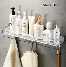  Black Space Aluminum 30-50CM Toilet Rack Wall-mounted Bathroom Shelves Punch-free Changing Basket Set For Kitchen Accessories 