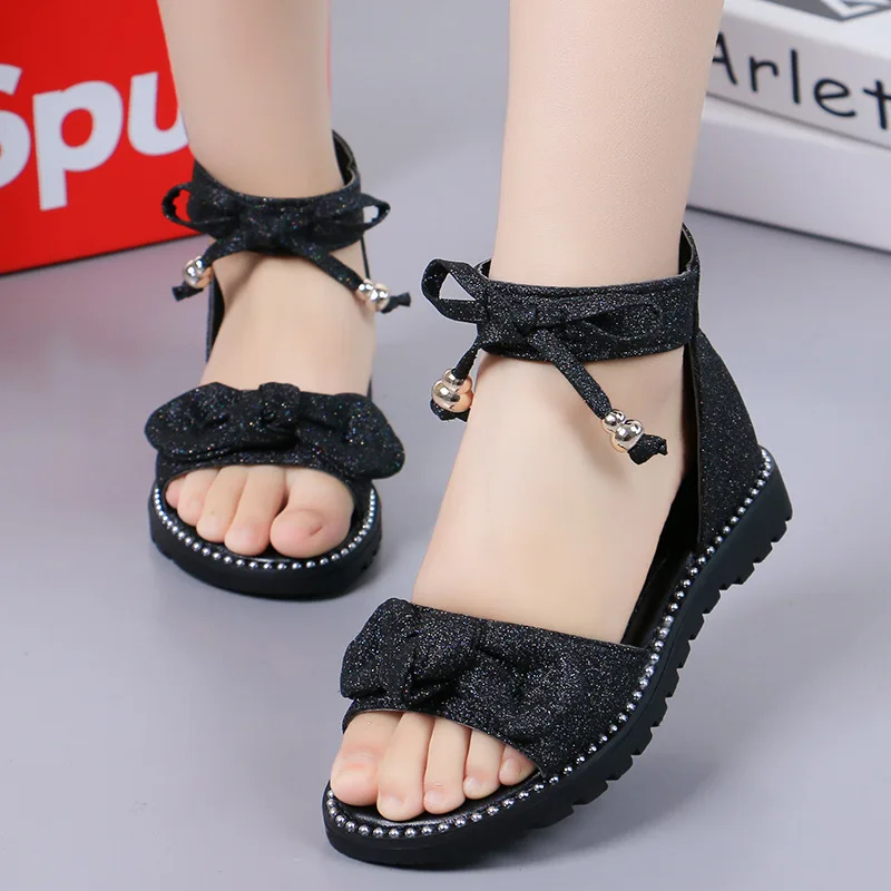 Summer Girls Sandals Fashion Bowknot Zipper Princess Girls Shoes Children Kids Baby Party Flat Sandals Shoes A857 baby shoes,kids shoes,children sandals,kids sandals
