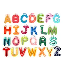 1 Набор деревянных магнитных наклеек на холодильник, магнитные наклейки с героями мультфильмов, 26 цифр алфавита, интеллектуальная игрушка для детей, обучающая игрушка для детей