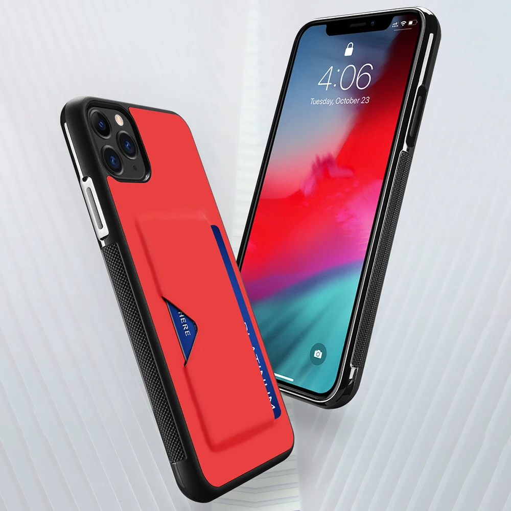 Чехол с карманом для карт iPhone 11 Pro Max 2019 из ТПУ мягкий кошелек держатель задняя