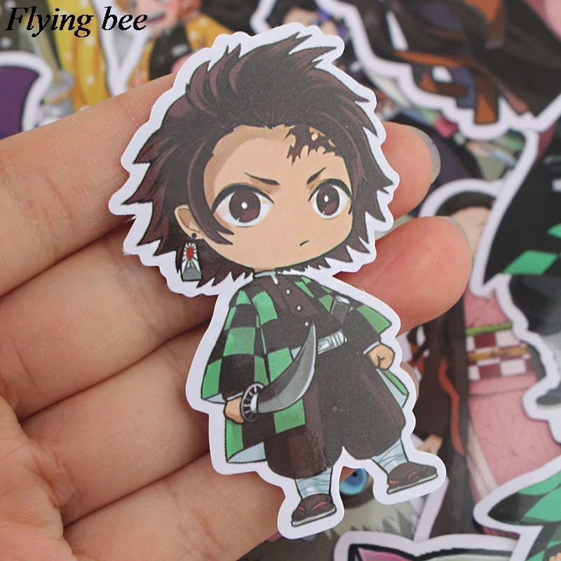 20 компл./лот(17 шт./компл.) Flyingbee демон убийца Kimetsu без Yaiba Стикеры аниме Стикеры s Набор «сделай сам» для Чемодан Стикеры для автомобиля ноутбука X0727