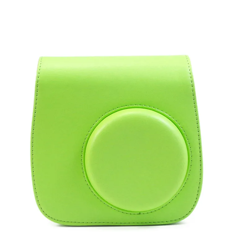 light green Кожаный ремешок для камеры Сумка Чехол протектор плечевой ремень для фотография Поляроида камера для Fuji Fujifilm Instax Mini8 8+ 9 - Цвет: light green