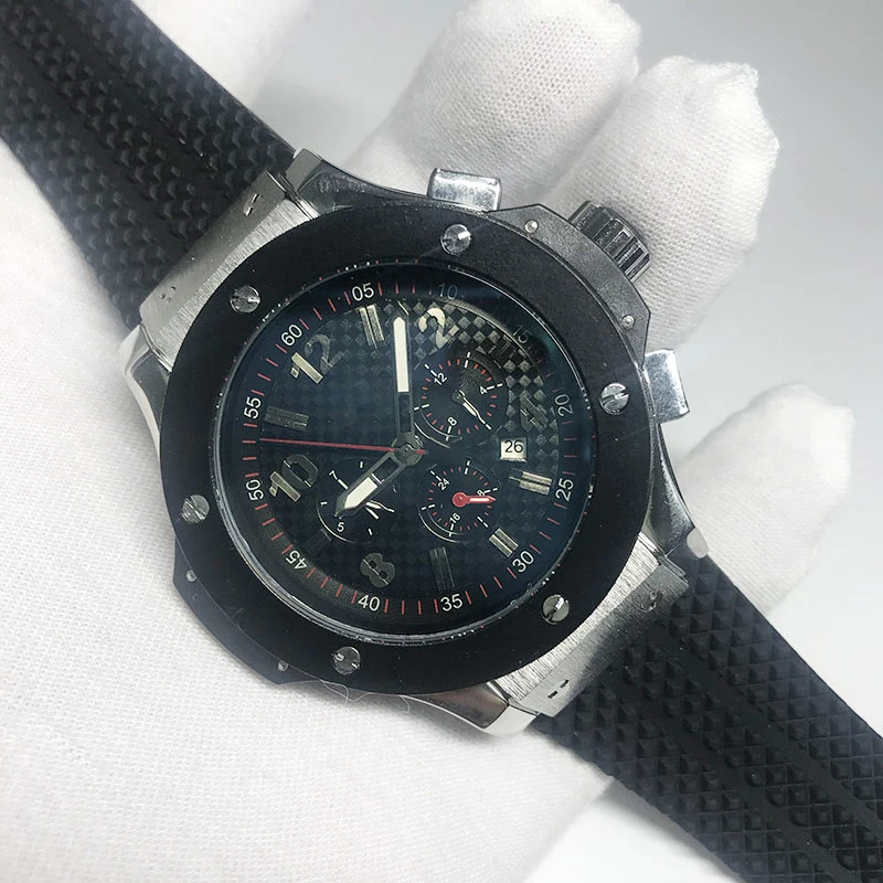 

7 colors Mens watch black dial automatic self winding glide smooth second hand rubber strap good quality watches