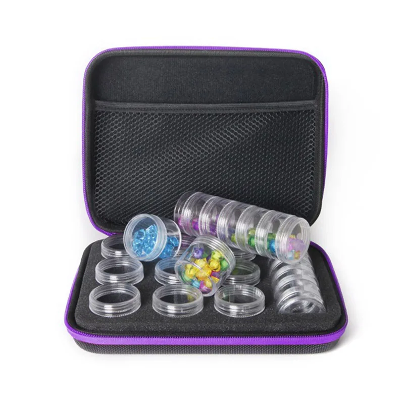 High Quality 15 Slots DIY Nail Art Craft Storage Case Embroidery Box with Zipper and Bottles Beauty Tools TK-ing