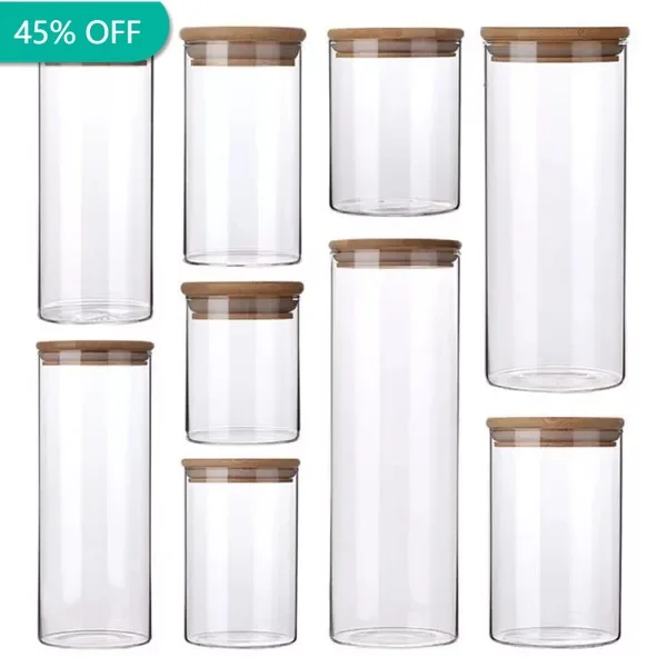 2PCS Coffee Pasta Sugar Tea Jar Snack Nuts Cookie Jar With Bamboo Lid  Airtight Lids - AliExpress