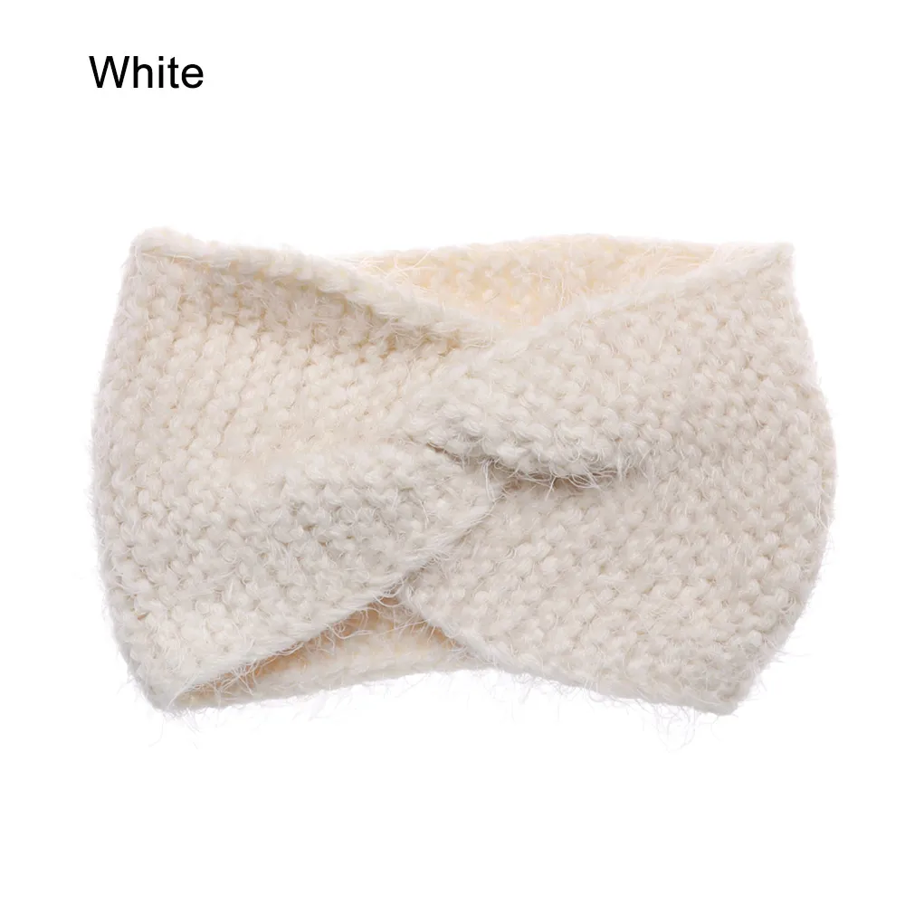 Type 01-White 1 шт., женские плюшевые повязки на голову из искусственного бархата, теплые вязаные повязки на голову с перекрестными узорами, женские вязаные повязки на голову, аксессуары для осени и зимы - Цвет: Type 01-White
