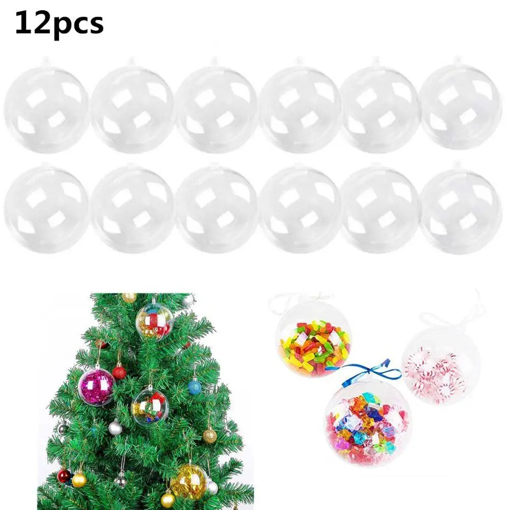 

12Pcs/set DIY Christmas Tree Balls 8cm Christmas Decorations For Home Decor Clear Christmas Tree Decorations Balls