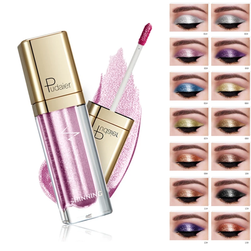 Блестящие дымчатые тени для век водостойкие алмазные блестящие жидкие женская