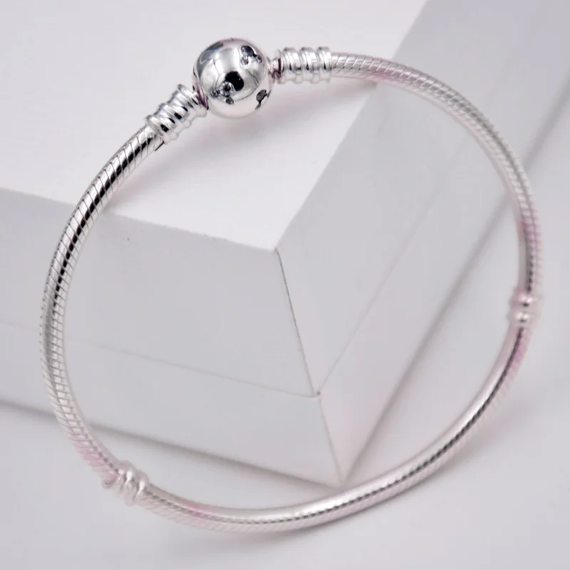 

New 925 Sterling Silver Bracelet Cartoon Mouse MOMENTS With Crystal Bracelet Bangle Fit Women Bead Charm DIY Europe Jewelry