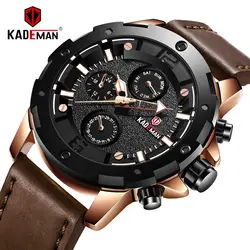 KADEMAN мужские часы лучший бренд класса люкс водонепроницаемые спортивные кварцевые часы модные военные кожаные Наручные часы Reloj Hombre