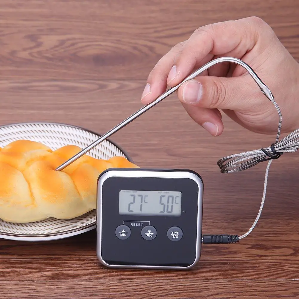 Electronic Digital LCD Food Thermometer Probe BBQ Meat Water Oil Cooking Temperature Alarm Timer Kitchen Tools |