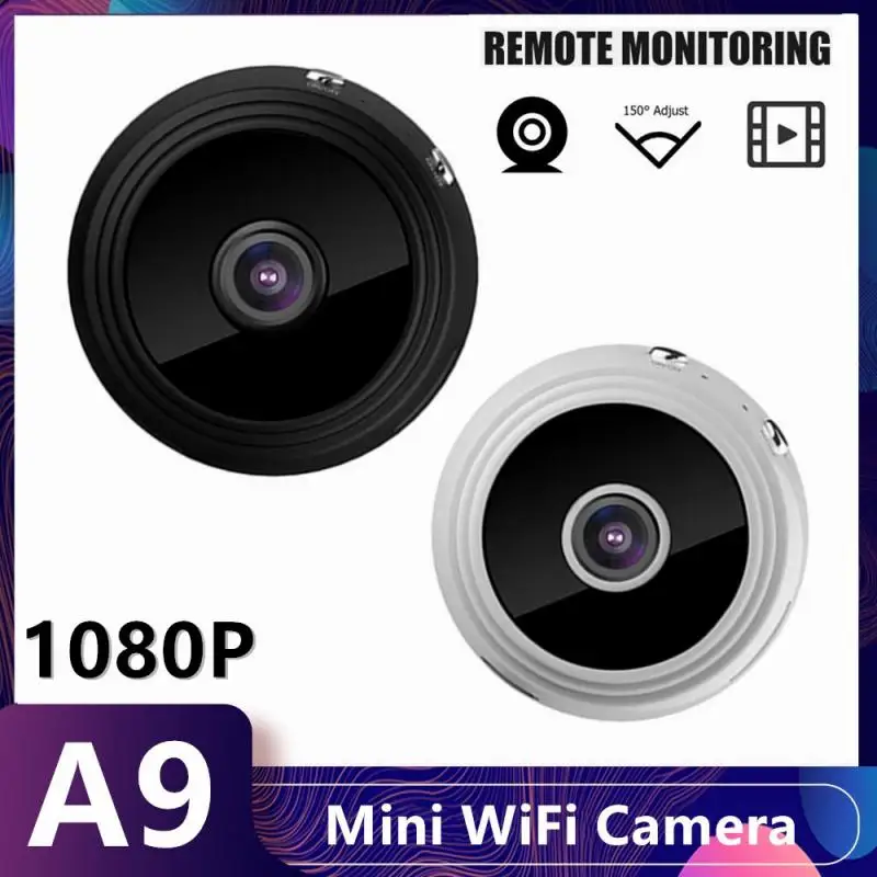 Mini webcam sans fil, WiFi, A9, HD, 1080P, 2K, manuelle, caméra rotative à  360 °, réunion en direct, travail, maison, carte SD - AliExpress