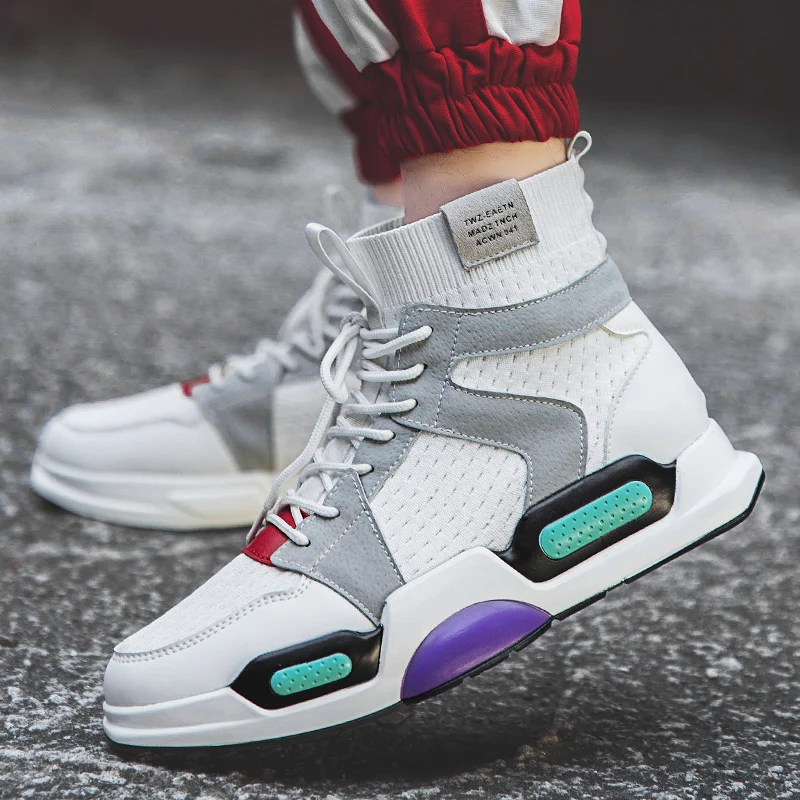 

Men's shoes re-ignition elastic socks shoes non-slip high to help warm shoes multi-color casual fashion sports basketball shoes